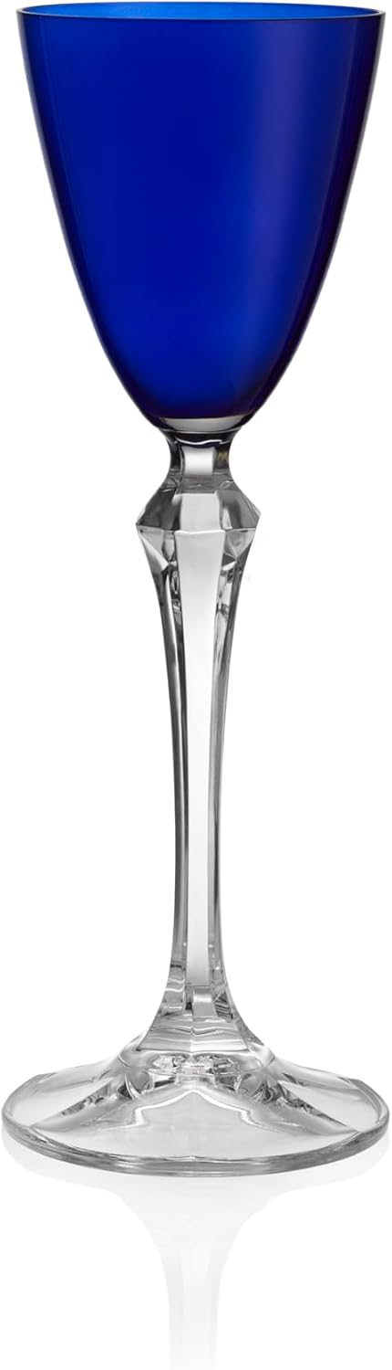 Barski Cordial Glass - Liquor Glass - Set of 4 - Assorted Colored Top - Clear Stem - Cordial Glasses - Sherry Glasses - Shot Glasses - 3 oz. - Made in Europe