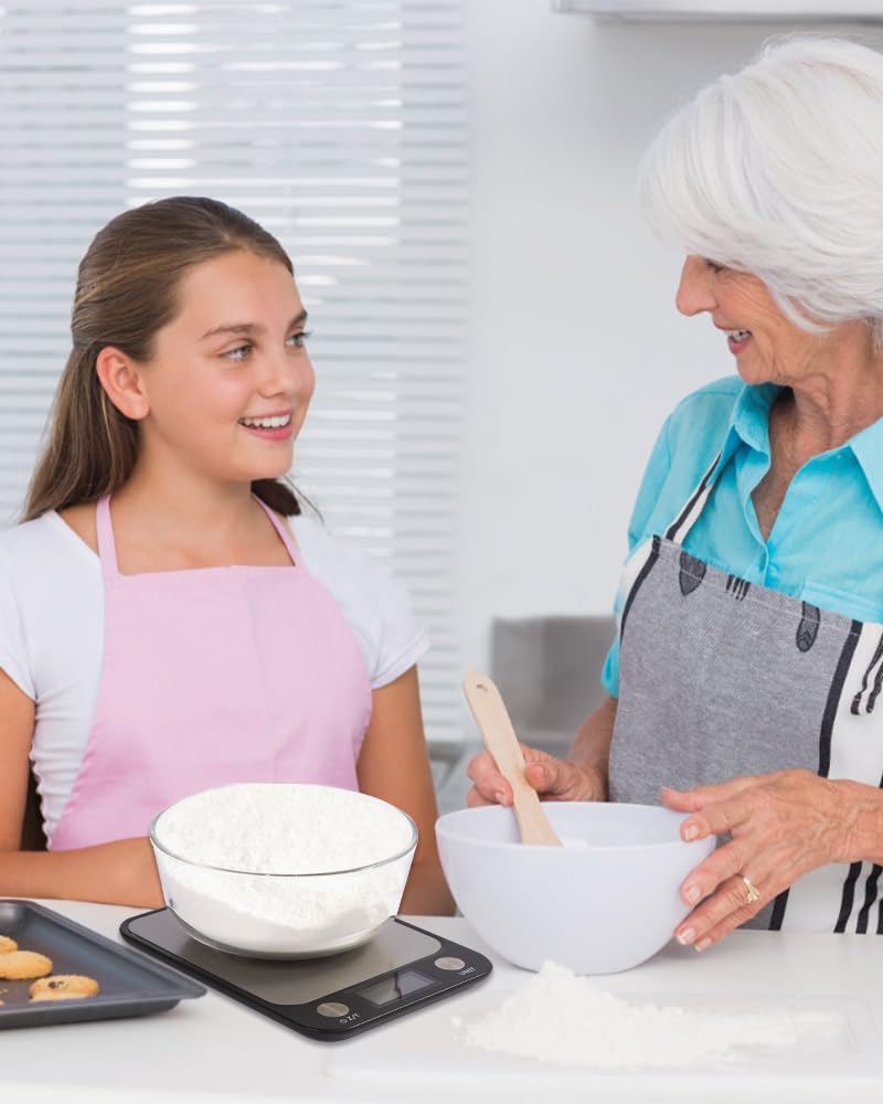 Brigii Food Scale,Digital Kitchen Scale, Stainless Steel, Weight in Grams, Ounces, Milliliters and Pounds, Ideal for Meal Prep, Cooking, and Baking