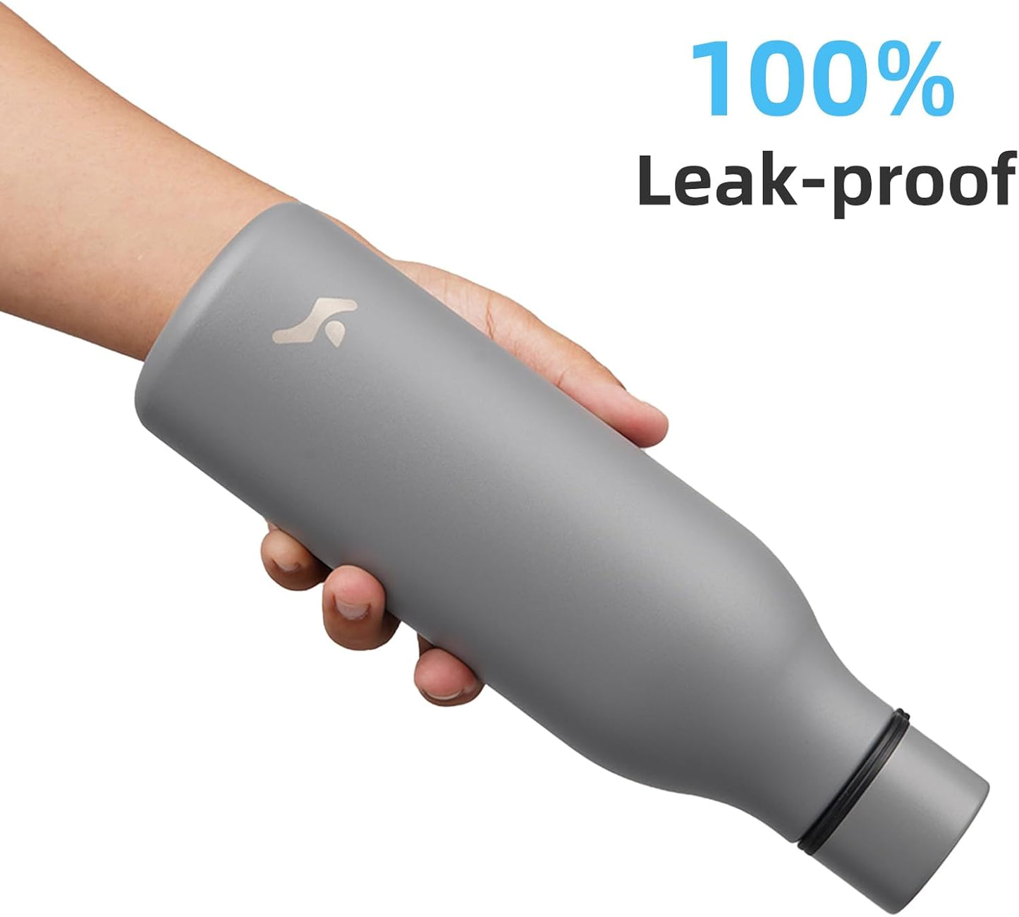 Insulated Water Bottle with Strap,18 oz Double Wall Stainless Steel Vacuum Bottles Metal Water Flask,Gray