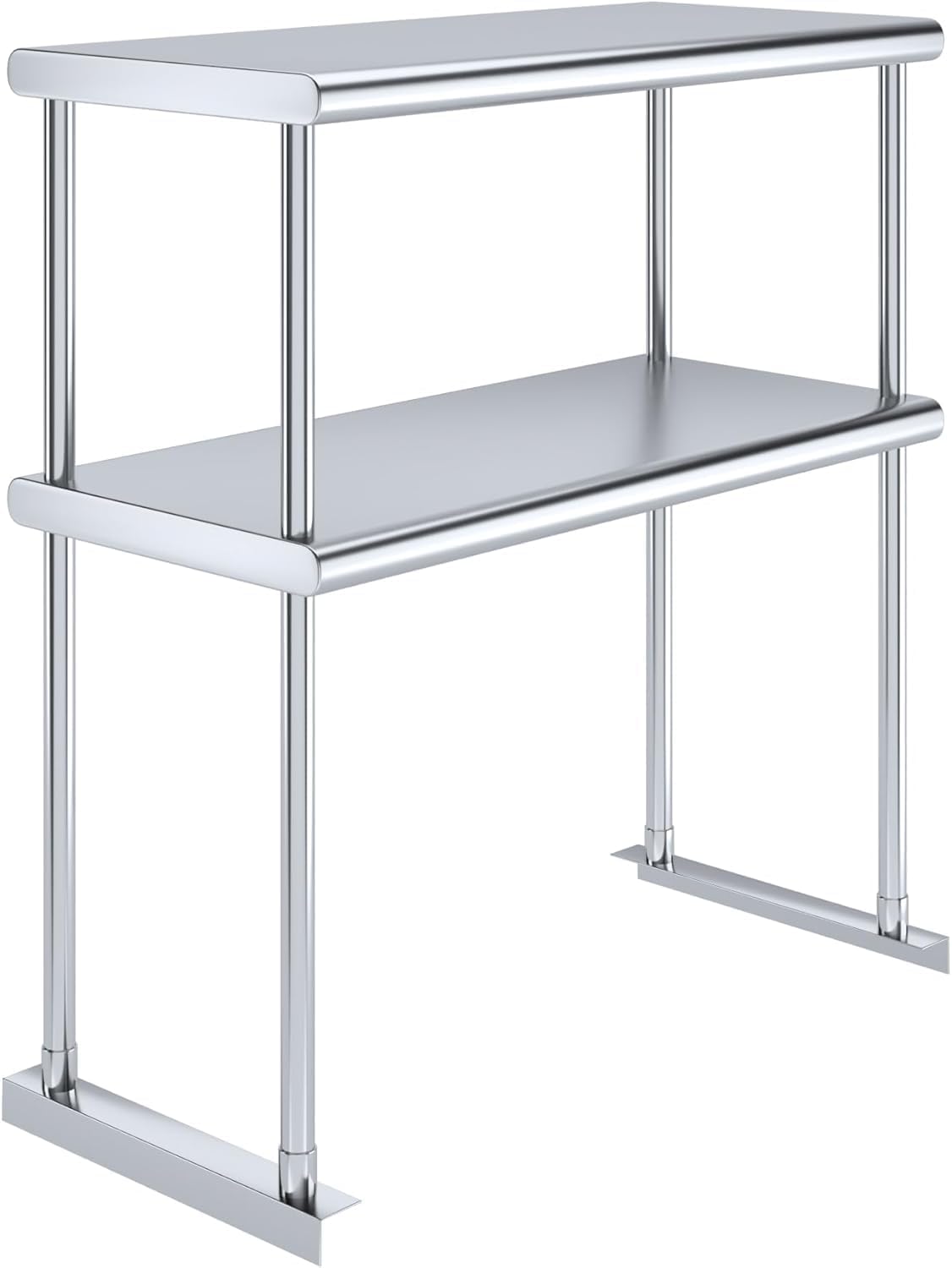 NSF Certified 18 Gauge Heavy Duty Stainless Steel Double overshelf with Brackets for Kitchens, Utility Rooms, Storage, Offices & Home