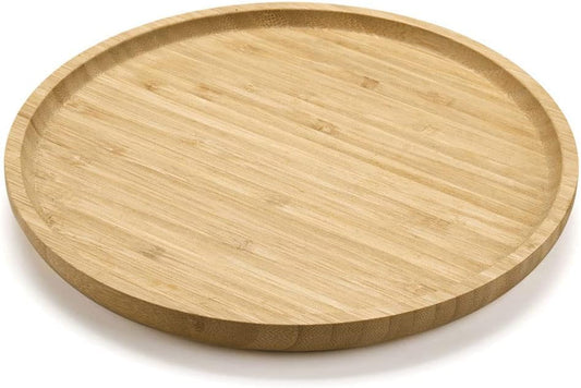 Round Bamboo Tray, Wood Serving Tray, Wooden Platter, Wood Charcuterie Board, Decorative Tray for Coffee Table, 11.8 inch