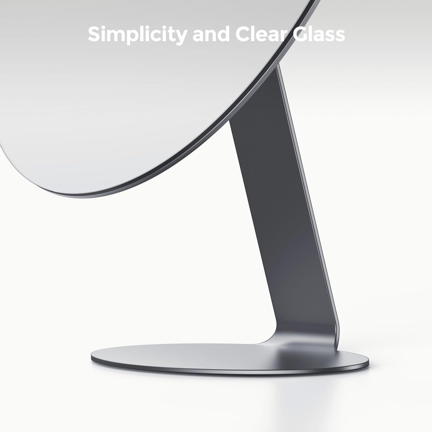 Oval Makeup Mirror for Desk, 12 Inch Frameless Metal Standing Table Top Mirror, Adjustable Angle