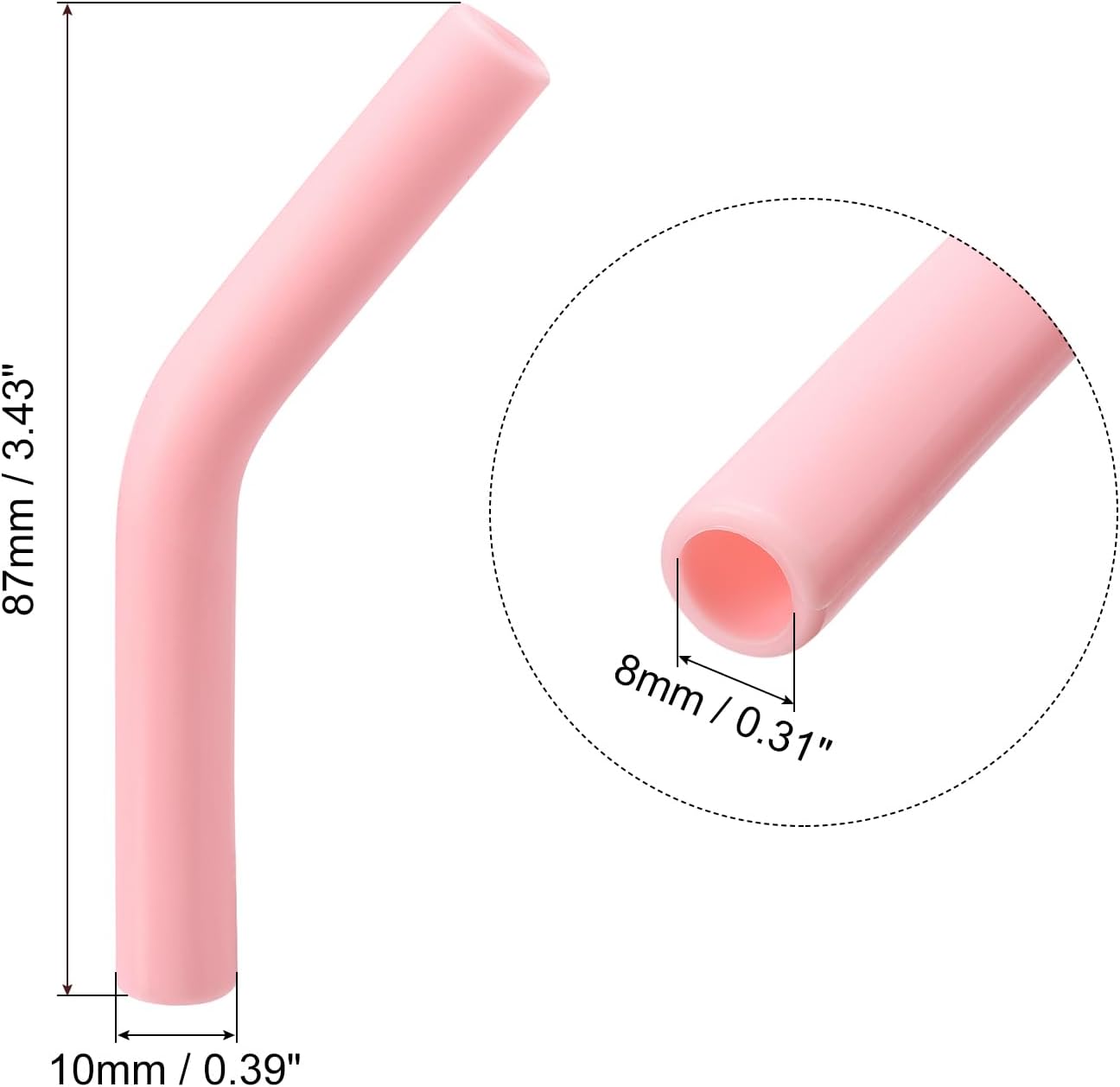 uxcell 12pcs Silicone Straw Tips, Silicone Straw Elbows Tip, Soft Reusable Metal Straw Covers Fit for 8mm/0.31" OD Stainless Steel Straws, Light Pink