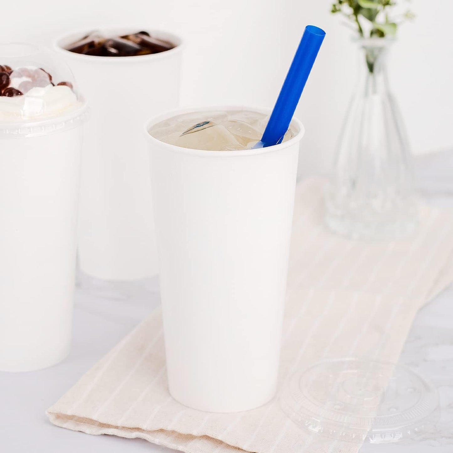 Karat 9" Boba Straws(10mm Diameter), Poly-Wrapped, Assorted Solid Colors (Blue)