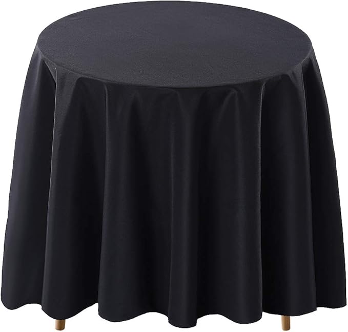 Surmente Black Tablecloth for Round Tables, 90-inch Round Table Cloths for Weddings, Banquets, or Restaurants