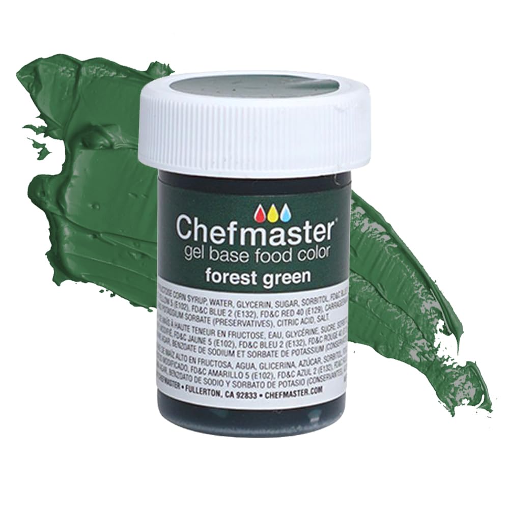 Chefmaster Forest Green Gel Food Coloring | Vibrant Color | Professional-Grade Dye for Icing, Frosting, Fondant | Baking & Decorating | Fade-Resistant | Easy-to-Use | Made in USA | 1 oz