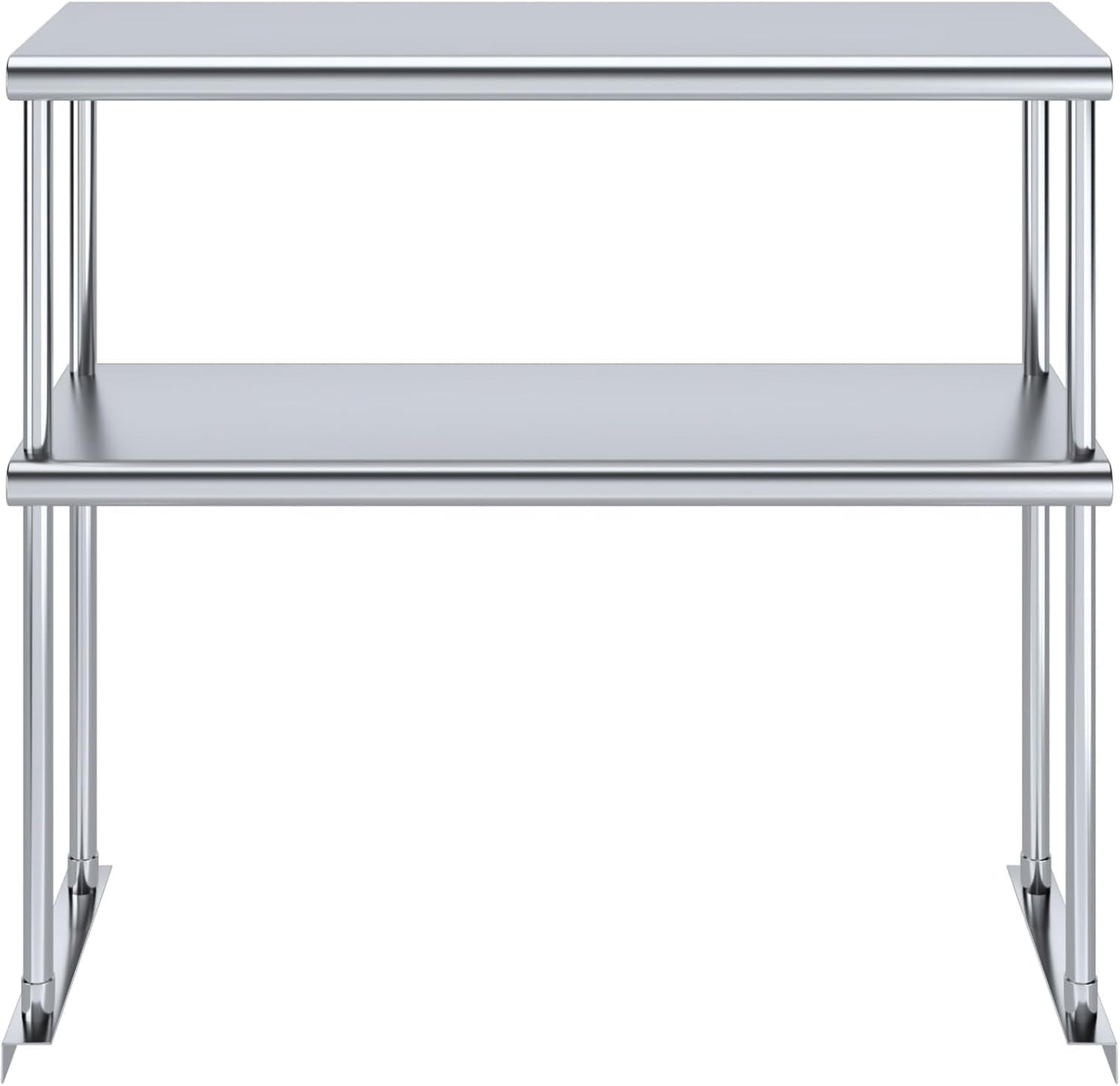 NSF Certified 18 Gauge Heavy Duty Stainless Steel Double overshelf with Brackets for Kitchens, Utility Rooms, Storage, Offices & Home