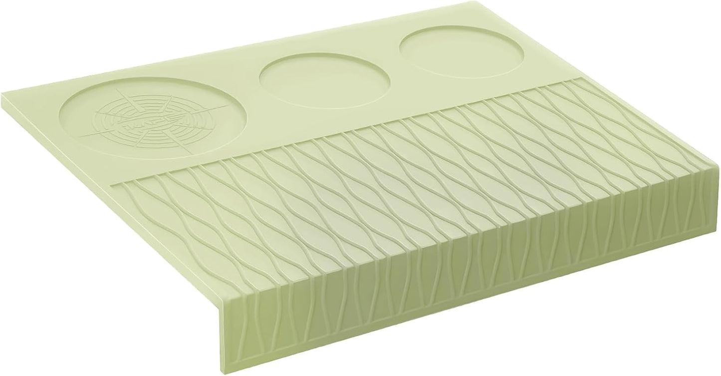 IKAPE Espresso Tamping Mat, Food Grade Silicone Coffee Tamper Mat, Portafilter Tamp Mat Espresso Accessory For Baristas, Waterproof Heat Resistant Tamping Pad Mat for Counter(Light Green)