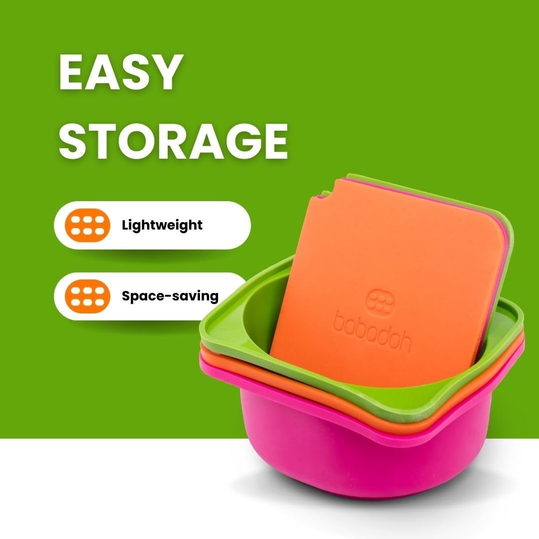 Babadoh Pizza Dough Proofing Silicone Containers with Lids | Pizza Making Accessories | The Perfect Pizza | Set of 3 | Multi Bright (1 Berry, 1 Orange, 1 Lime) | Original Size (make 12" Pizzas)