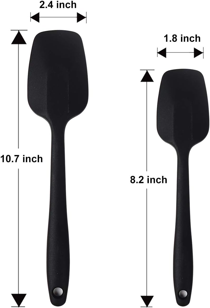 Silicone Spatulas, 8.2 inch Small Rubber Spoon Spatula Heat Resistant Seamless One Piece Design Non-Stick Spoonula Flexible Scrapers Baking Mixing Tool (6 Pcs)