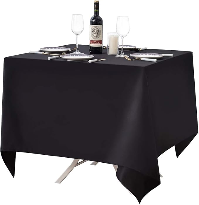 Surmente Black Square Tablecloth-52x52 Inch Table Cloth for Small Square Tables,Washable Polyester Table Cover for Weddings, Banquets, or Restaurants