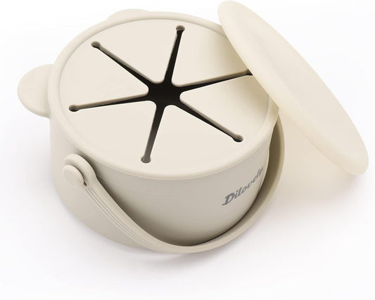 Snack Cups for Toddlers, Baby Snack Containers,Silicone Toddler Snack Cups No Spill, Food Catcher with Lid & Bucket-like Handle, BPA Free & Dishwasher Safe, 9 Ounce Light Green