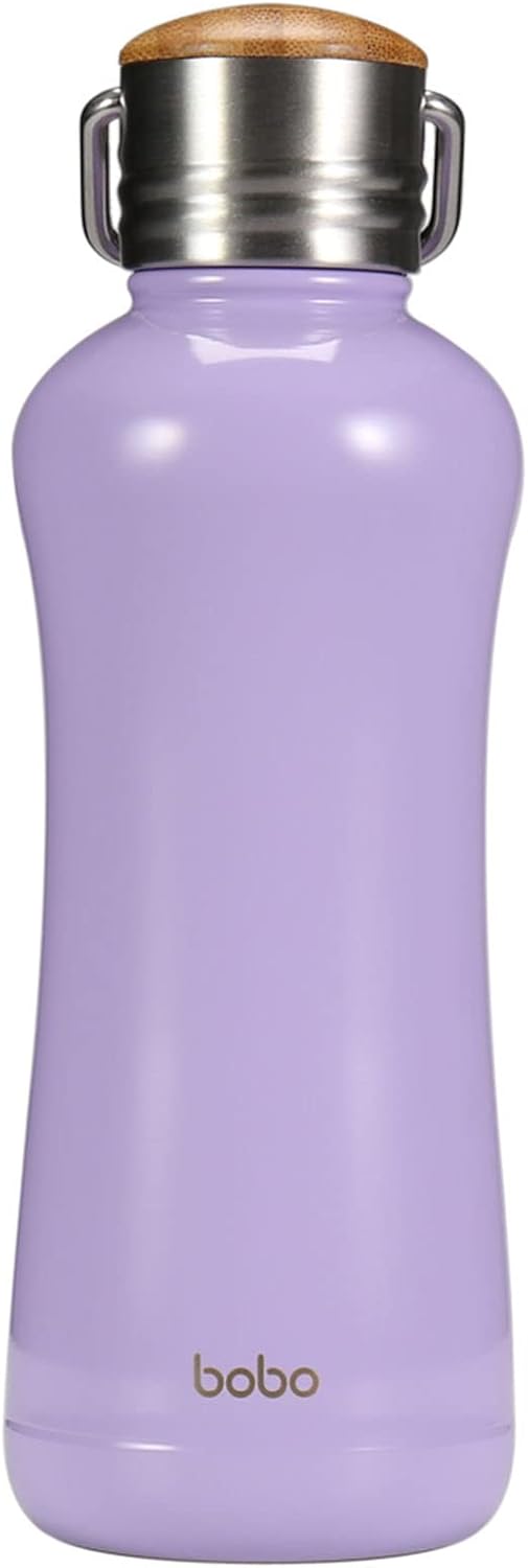 YOHKOH Mini Insulated Water Bottle With Bamboo Lid - 11.8oz Small Vacuum Insulated Water Bottle for Women Kids, 12 Hrs Hot & 24 Hrs Cold Stainless Steel Thermos Leak-Proof BPA-Free (11.8oz,Violets)