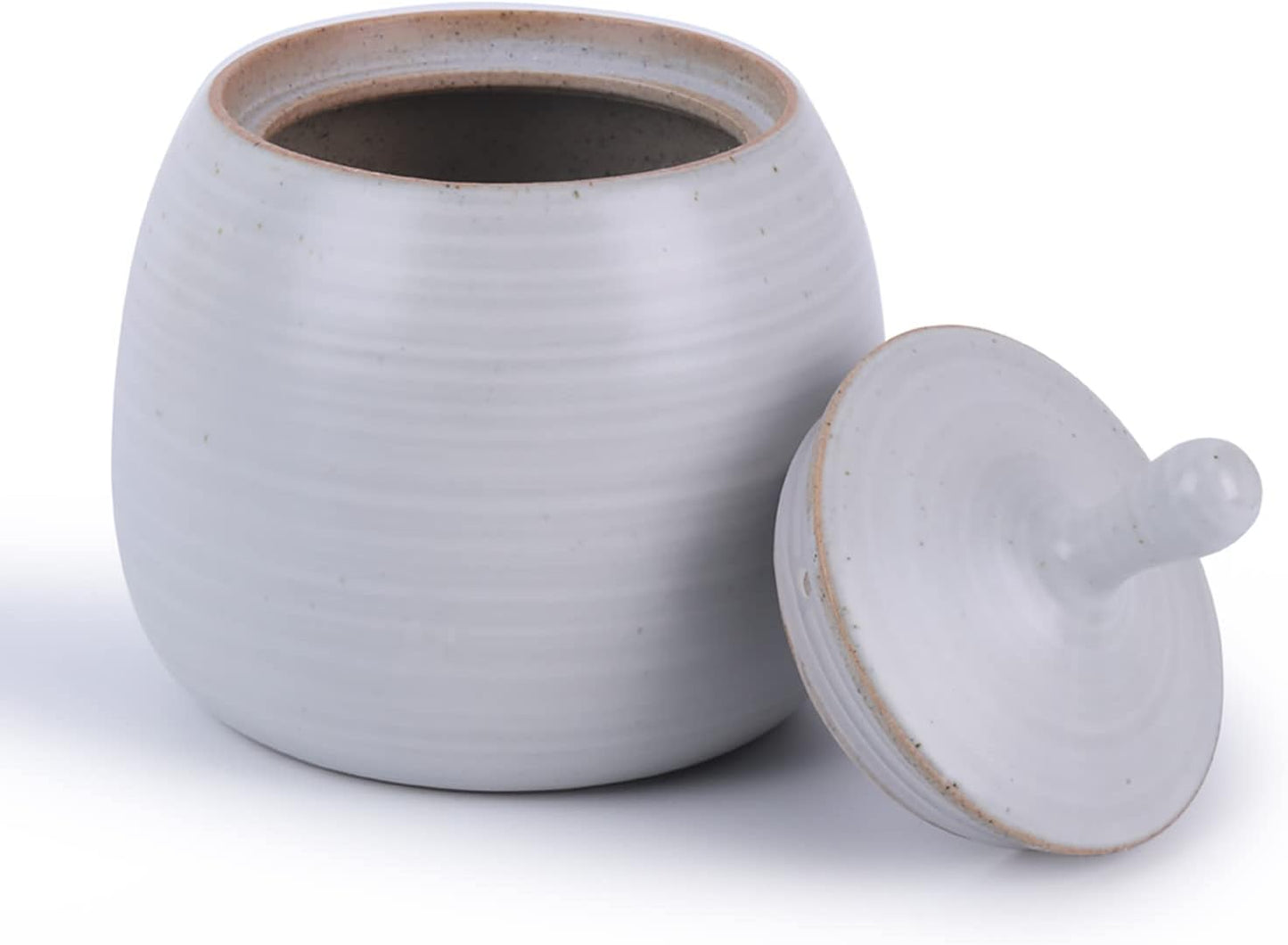 Kitchen Canisters Vintage Ceramic Food Storage Jar with Airtight Lid for Tea, Coffee, Herb, Sugar, Spice, Nuts (White)