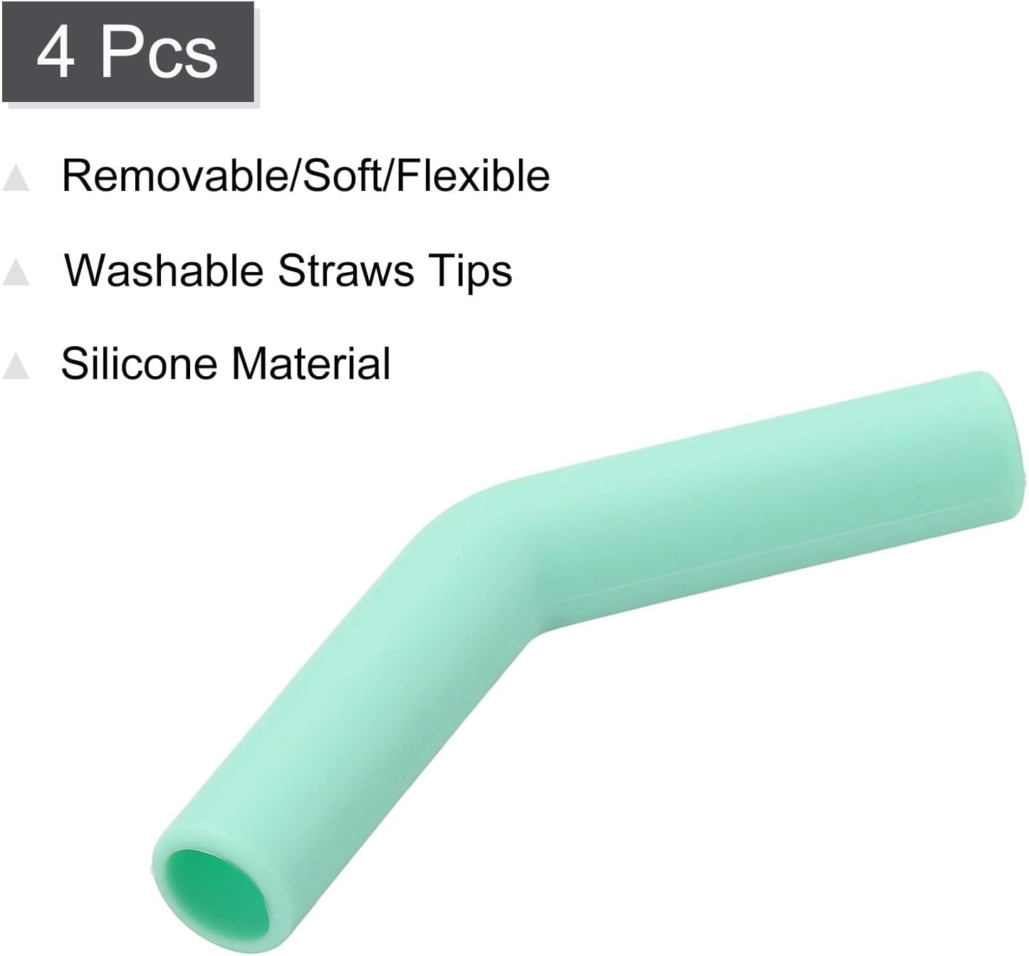 uxcell 4Pcs Silicone Straw Tips, Silicone Straw Elbows Tip, Soft Reusable Metal Straw Covers Fit for 10mm/0.39" OD Stainless Steel Straws, Mint Green