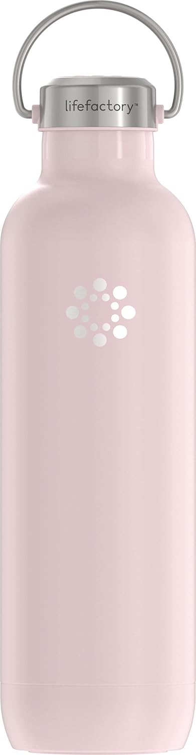 Lifefactory 32-Ounce Stainless Steel Vacuum-Insulated Sport Bottle, Desert Rose