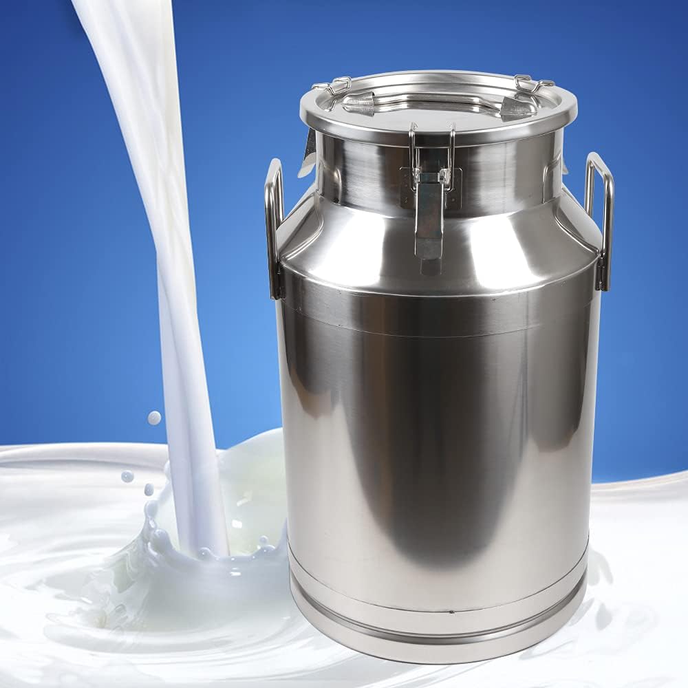 Large Liquid Container Storage, Bucket Rice Cereal Airtight Canister Container,Stainless Steel Milk Bucket With Sealing Lid and Carry Handle,for Wine, Oil Storage Transport (40L/10.6 Gal)