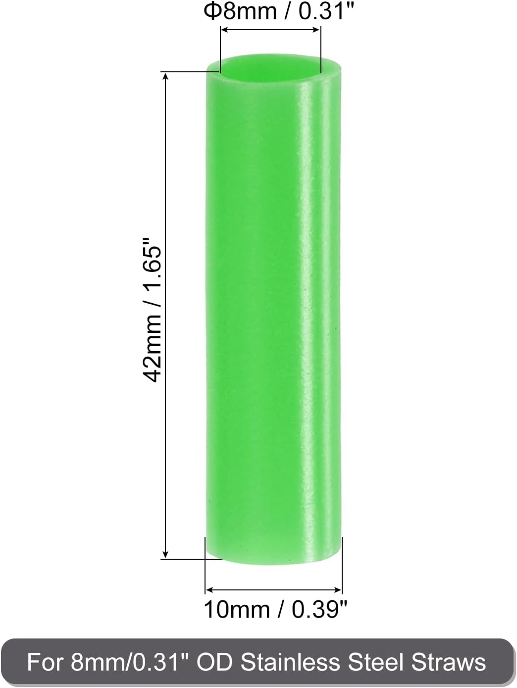 uxcell 20Pcs Silicone Straw Tips, Metal Straw Covers, Soft Reusable Straws Tips Fit for 8mm/0.31" OD Stainless Steel Straws (Green)