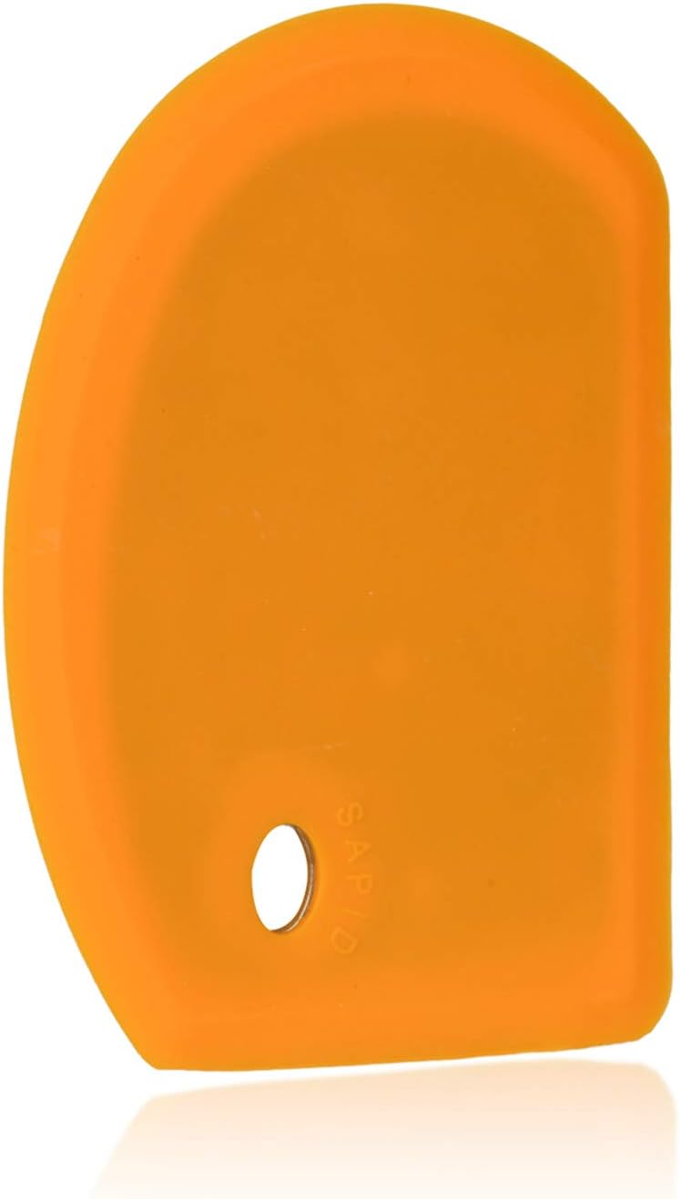 Sapid Flexible Curved Edge Silicone Bowl Scraper(5.98"×4.3"), Food Grade Dough Scraper for Baking Sourdough Bread, Cake, Bench Scrapers, Multipurpose Kitchen Dish Scrapers, Easy to Clean (1, Orange)