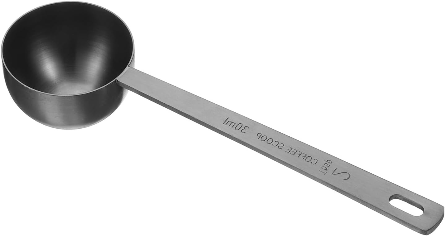 HARFINGTON Coffee Scoop Spoon 2tbsp (6tsp, 30ml) 304 Stainless Steel Long Handle Teaspoon/Tablespoon Measuring Spoons Scoops for Tea Sugar Kitchen, Black