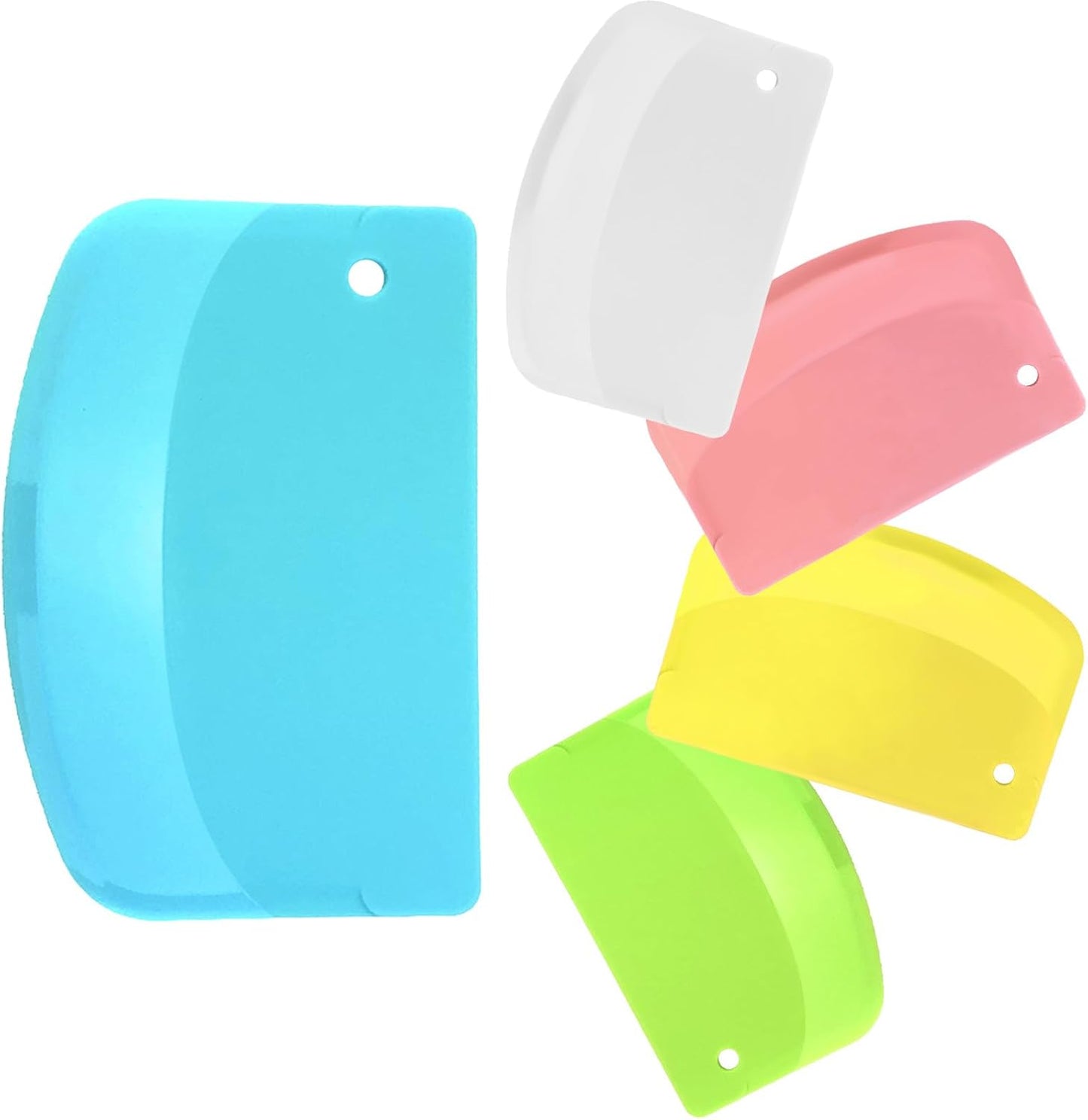 5 Pieces Food Dough Scraper Bench, 5.3 x 3.6 Inch Plastic Flexible Bowl Scraper,Food-safe Kitchen Pastry Cutter Tool for Bread Dough, Pastry, Pizza, Baking Cake (Multicolor)