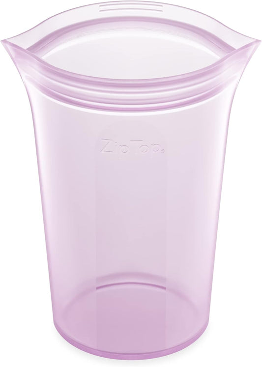 Zip Top Reusable Food Storage Bags | Large Cup [Lavender] | Silicone Meal Prep Container | Microwave, Dishwasher and Freezer Safe | Made in the USA