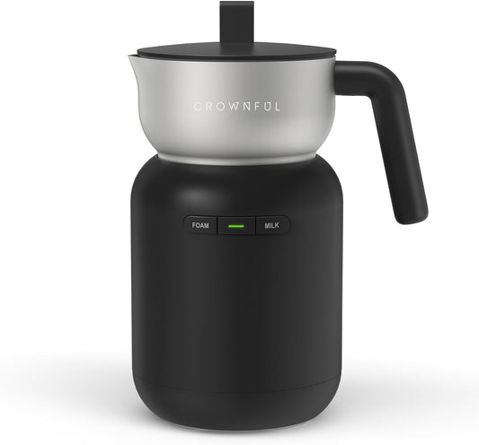 CROWNFUL Milk Frother, Electric 5-in-1 Milk Frother and Steamer with Temperature Control, Dishwasher Safe, Auto Shut-Off Frother