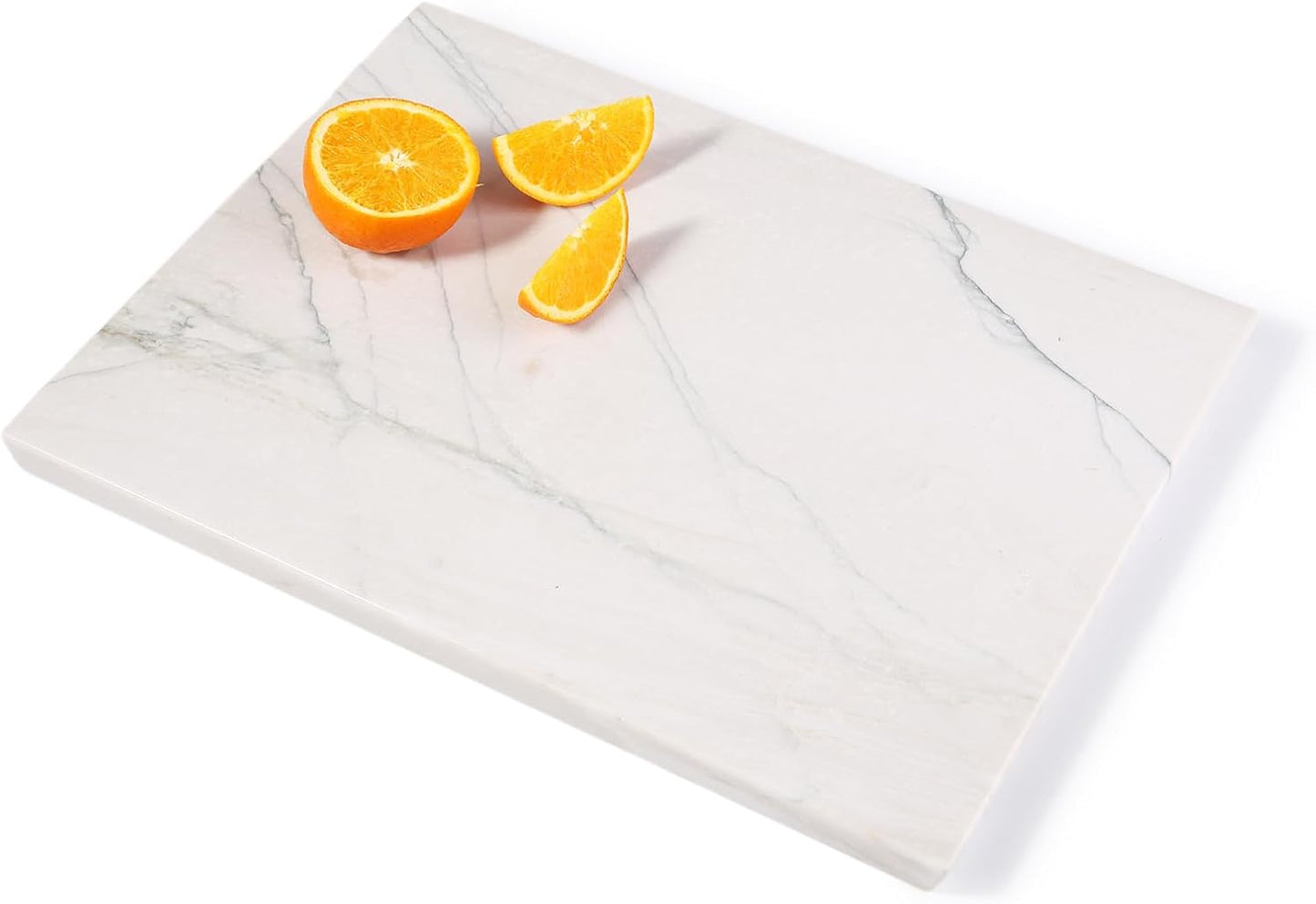Koville Marble Pastry Board Cutting Boards for Kitchen Counter, 16" x 12" Natural White Marble Cutting Board Cheese Board, Stone Charcuterie Slab, Heat Resistant Rectangular Serving & Chopping Slab