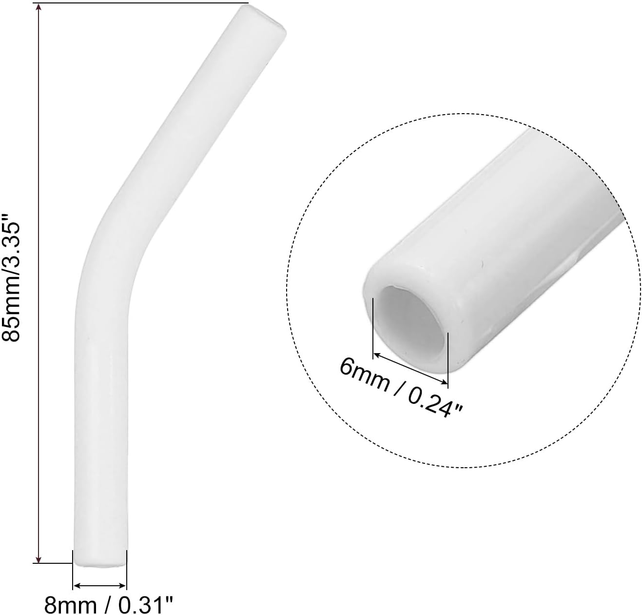 uxcell 6Pcs Silicone Straw Tips, Silicone Straw Elbows Tip, Soft Reusable Metal Straw Covers Fit for 6mm/0.24" OD Stainless Steel Straws, White