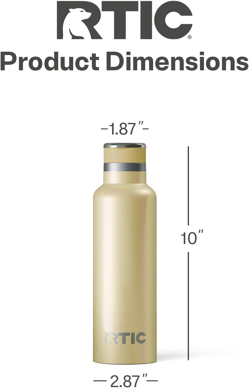 RTIC 20oz Journey Bottle Metal Stainless Steel Vacuum Insulated, BPA Free, Reusable, for Water, Hot and Cold Drinks, Travel, Sports, Camping, Sunlight Glitter