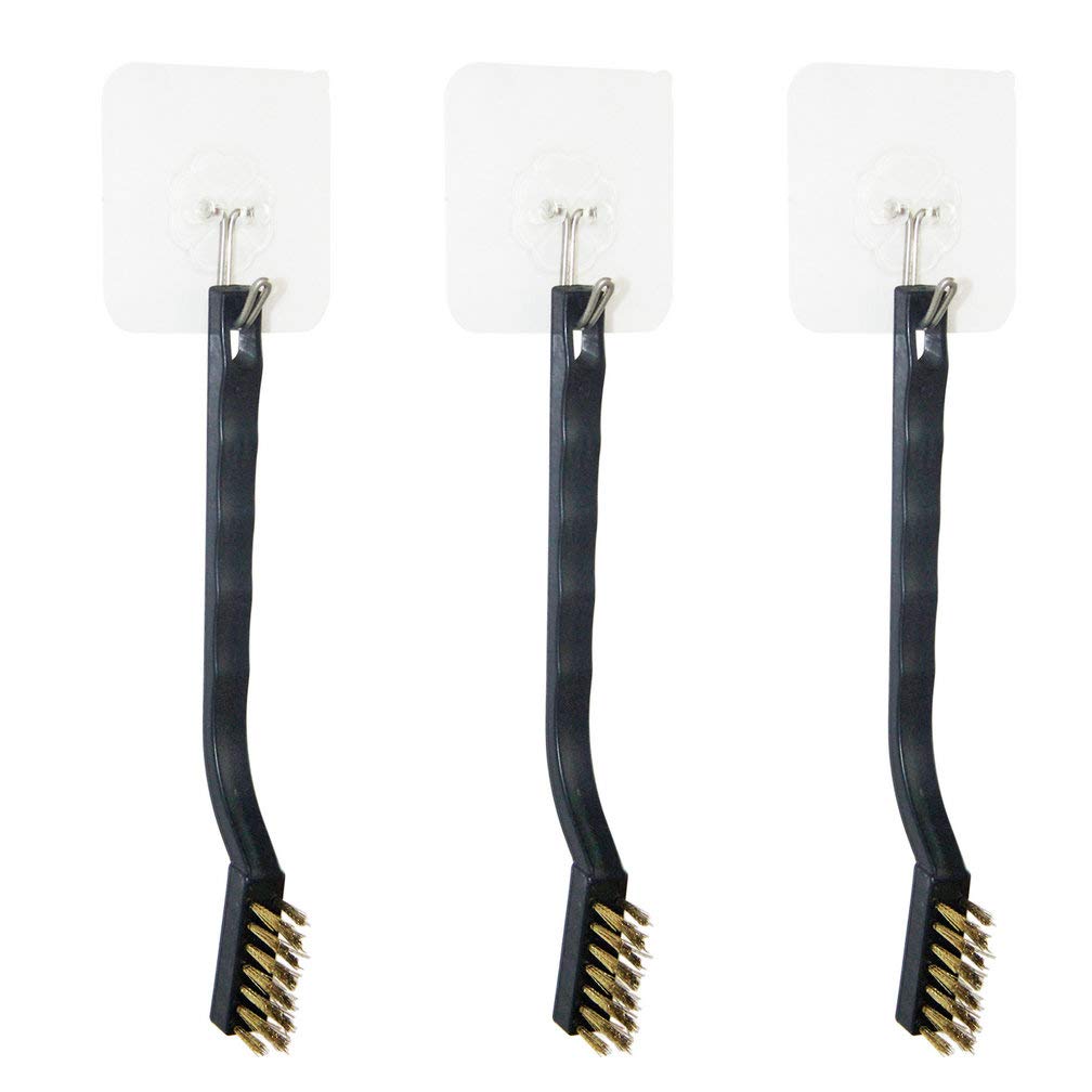 9PCS Mini Brass Brushes Set, Curved Handle Scratch Wire Toothbrush, Cleaning Welding Slag and Rust