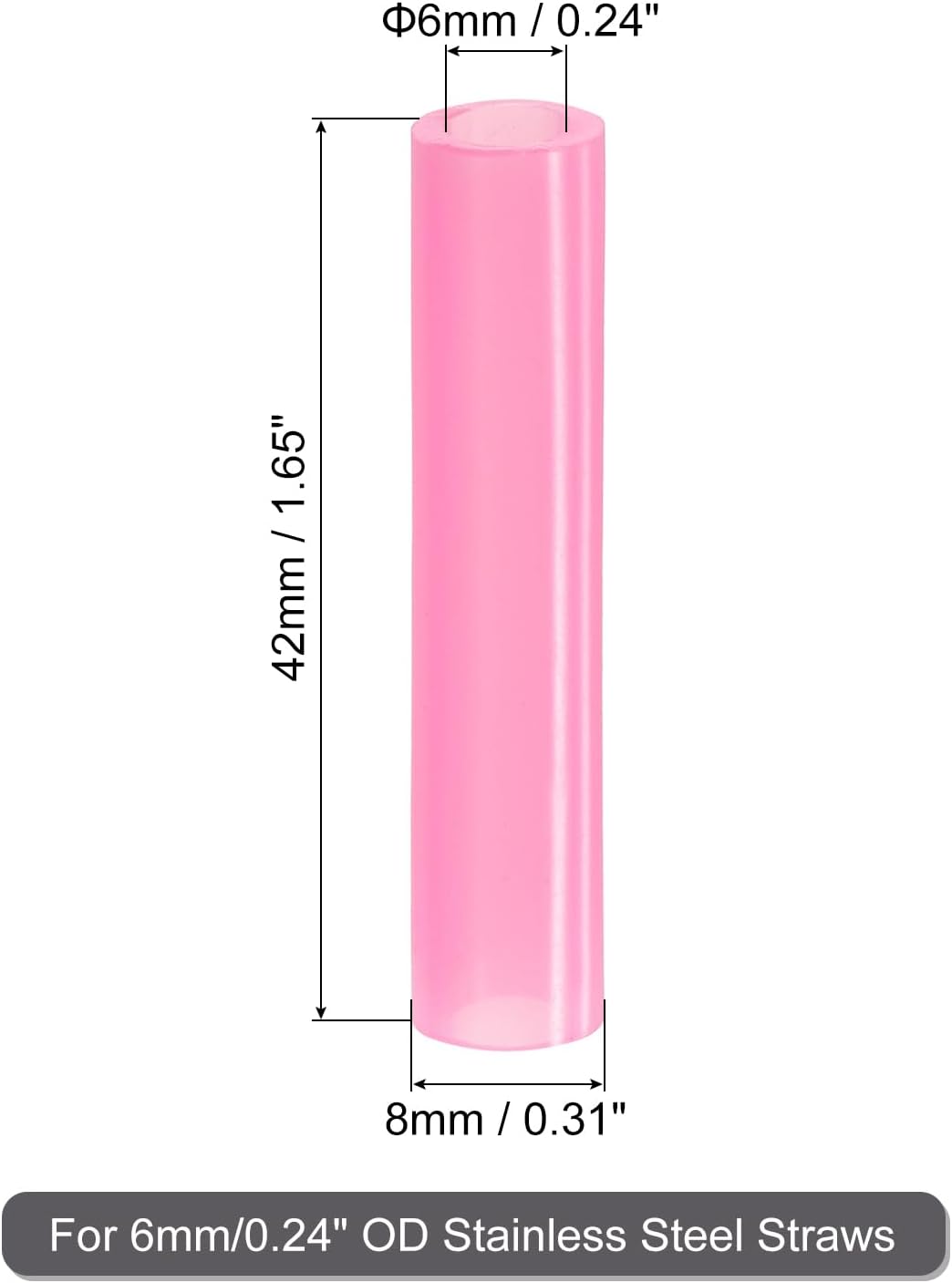 uxcell 20Pcs Silicone Straw Tips, Metal Straw Covers, Soft Reusable Straws Tips Fit for 6mm/0.24" OD Stainless Steel Straws (Pink)