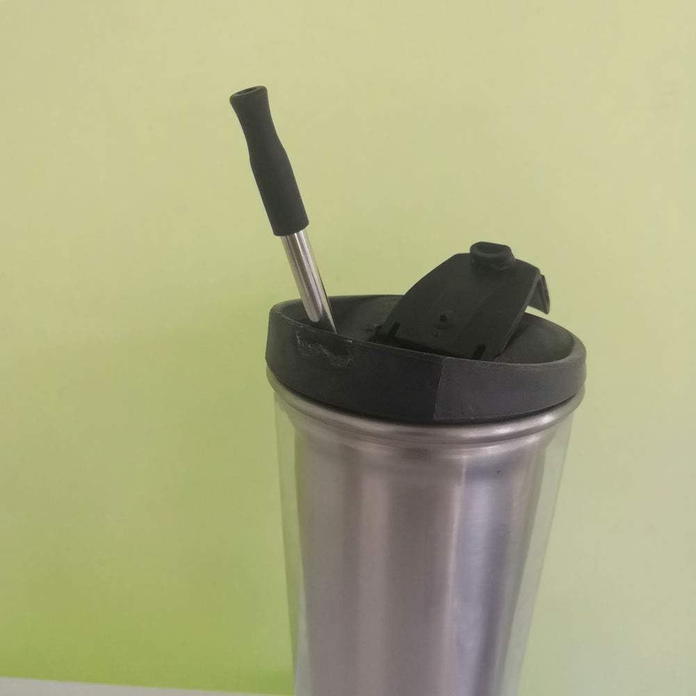 Accmor 22Pcs Reusable Straws Tips, Food Grade Silicone Black Straw Tip Covers Only Fit for 1/4 Inch Wide (6MM Out diameter) Stainless Steel Straws