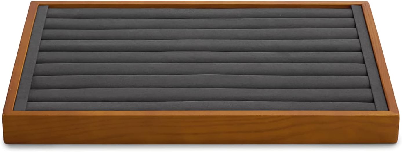 Oirlv Solid Wood Jewelry Tray Ring Earring Display Showcase Jewelry Organizer