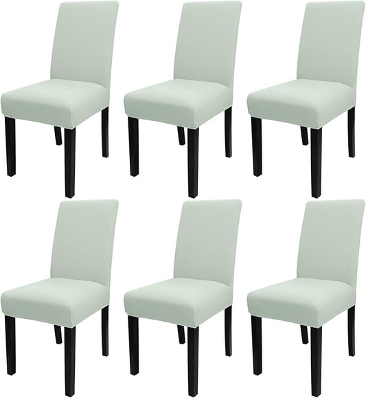 JQinHome Smoke Green Chair Covers for Dining Room Set of 6, High Stretch Removable Washable Parsons Chair Slipcover for Home Party Hotel Wedding Ceremony (6PCS,Smoke Green)