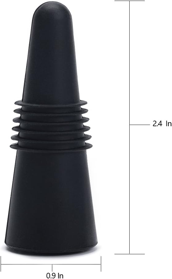 OHMAXHO Wine Stoppers (Set of 5), Silicone Wine Bottle stopper and Beverage Bottle Stoppers, Black