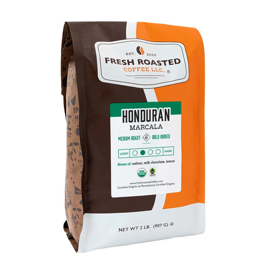 Fresh Roasted Coffee, Organic Honduran Marcala | USDA Organic, 100% Single Origin, Kosher | Medium Roast 2 lb (32 oz) Ground