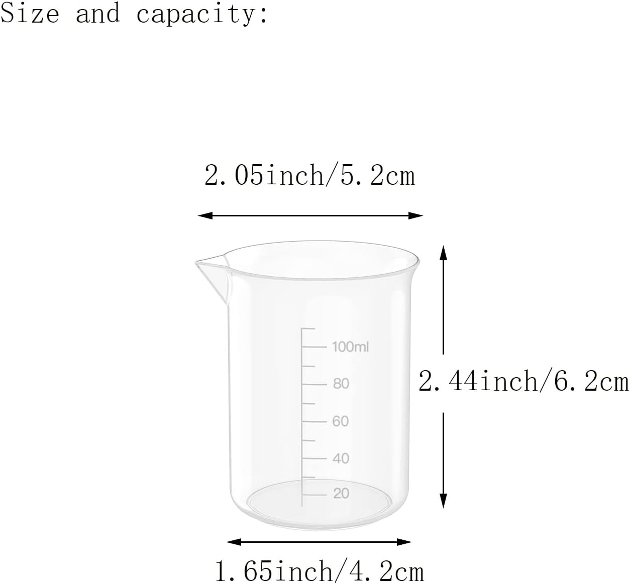12 Pcs 3.4 Oz Transparent Lab Measuring Cup, 100ml Plastic Beaker Cups, for Science Experiment, Liquid Measuring