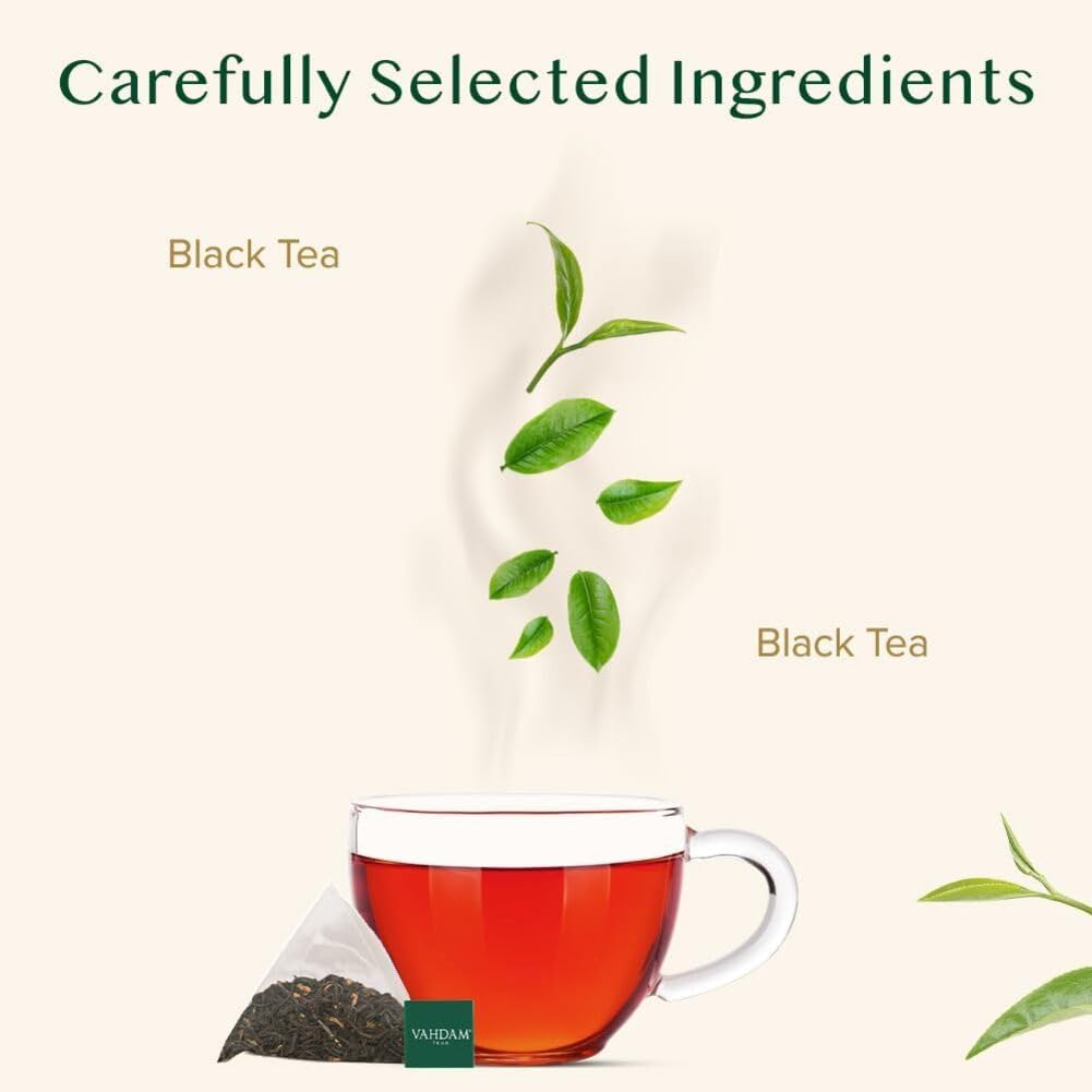 VAHDAM, English Breakfast Black Tea Bags (100 Count) High Caffeine | Strong, Robust & Flavoury | Pyramid Tea Bags | Full Bodied Black Tea Leaves