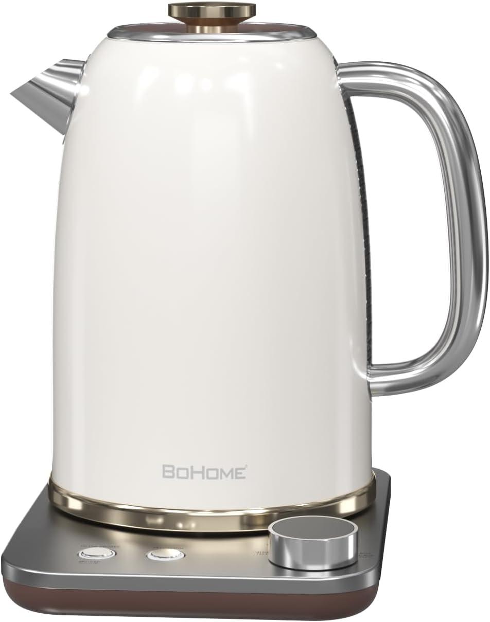 Electric Kettle, 1.8L/1200W, Stainless Steel, Control Buttons, Digital Display Panel, Keep Warm for 12 hours, Auto Shutoff, BPA-Free, Hot Water Kettle for Coffee & Tea, Electroplated handle