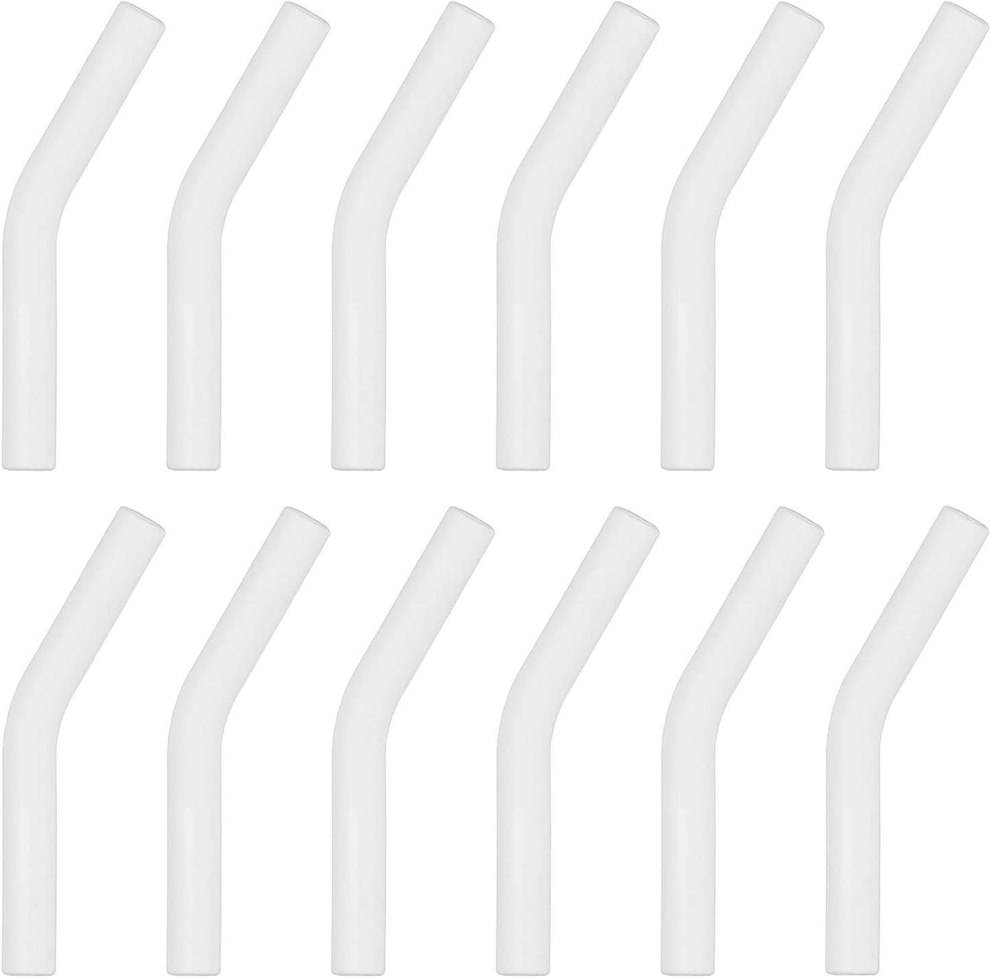 uxcell 12Pcs Silicone Straw Tips, Silicone Straw Elbows Tip, Soft Reusable Metal Straw Covers Fit for 8mm/0.31" OD Stainless Steel Straws, White