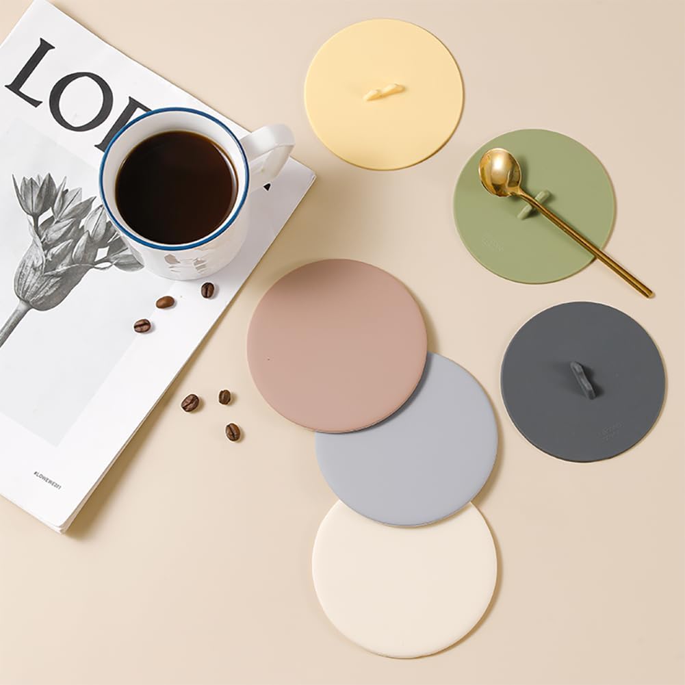 Silicone Cup Lids Silicone Cup Covers 6color Design, Food Grade Anti-dust Airtight Seal Lids for Mugs, Tea Cups, Coffee Cup 3pcs (G+W+B)
