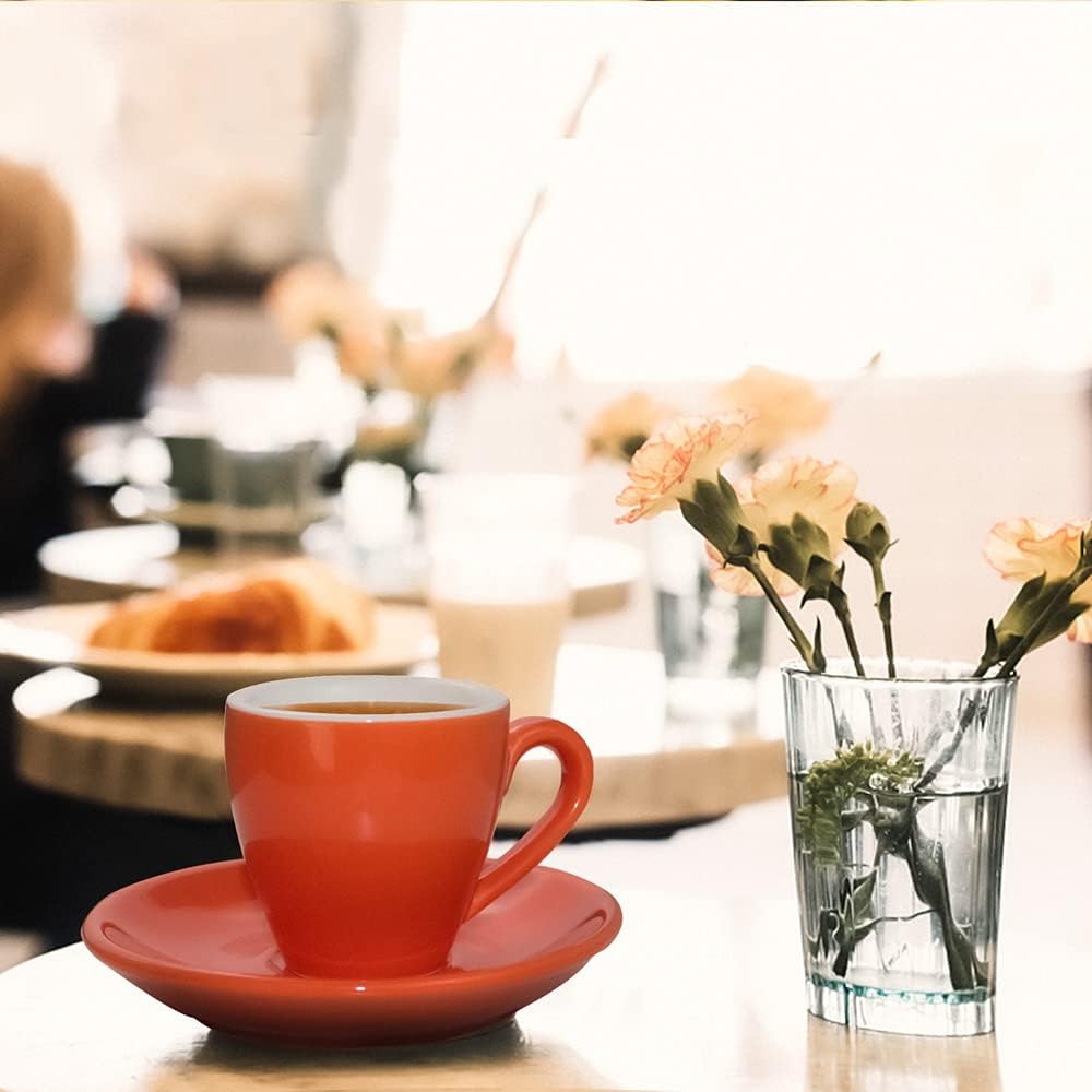 Porcelain Espresso Cup with Saucer, Espresso shot Cup, 80ml/2.7Oz, Orange