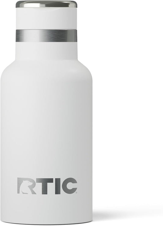 RTIC Little Journey Bottle with Straw, Insulated, Stainless Steel, Metal, Double Wall Vacuum-Insulation, Ceramic-Lined, Leak-Proof Lid, BPA-Free Water Flask for Sports, Travel, White