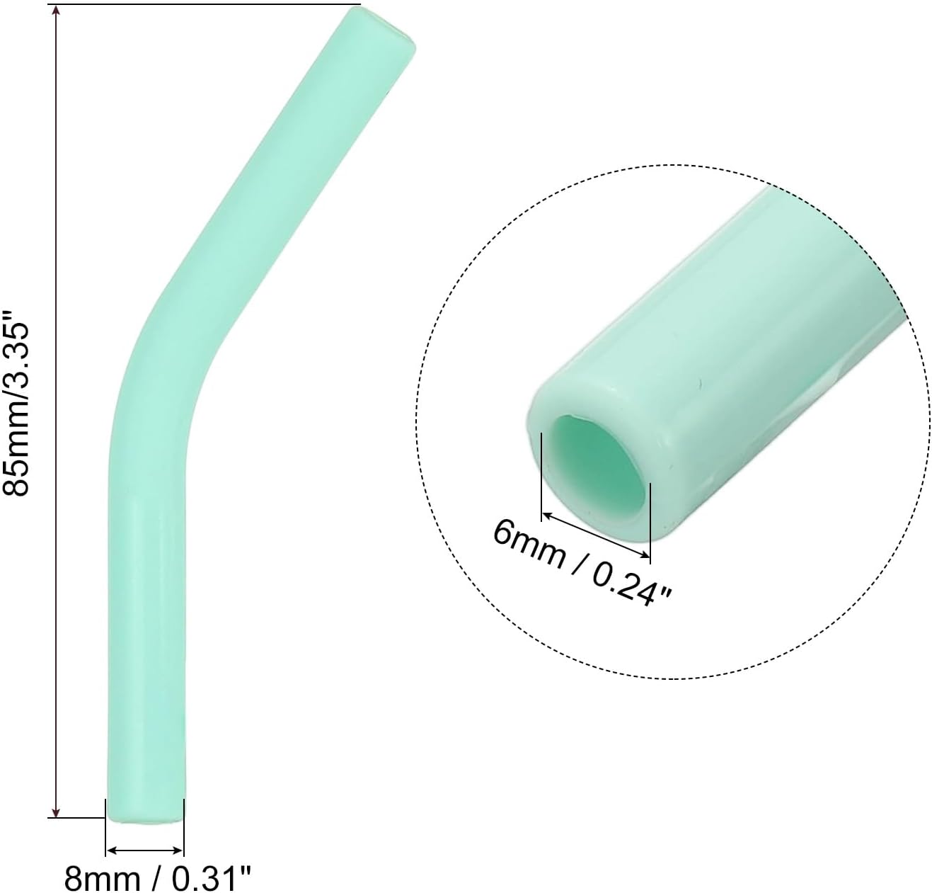 uxcell 12Pcs Silicone Straw Tips, Silicone Straw Elbows Tip, Soft Reusable Metal Straw Covers Fit for 6mm/0.24" OD Stainless Steel Straws, Mint Green