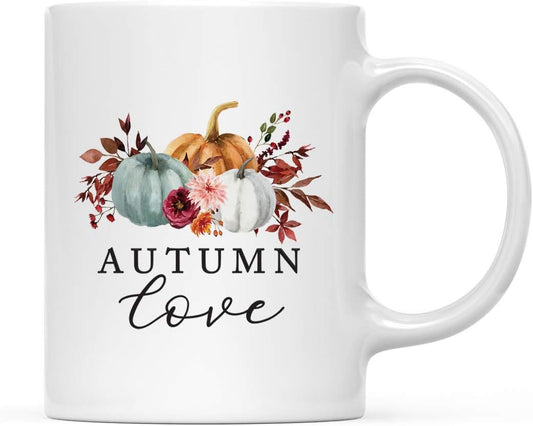 Andaz Press Fall Burgundy Marsala 11oz. Ceramic Coffee Tea Mug, Autumn Love, 1-Pack, Pumpkin Floral Leaves Graphic, Birthday, Friend, Family, Coworker, Autumn Season, Thanksgiving Ideas