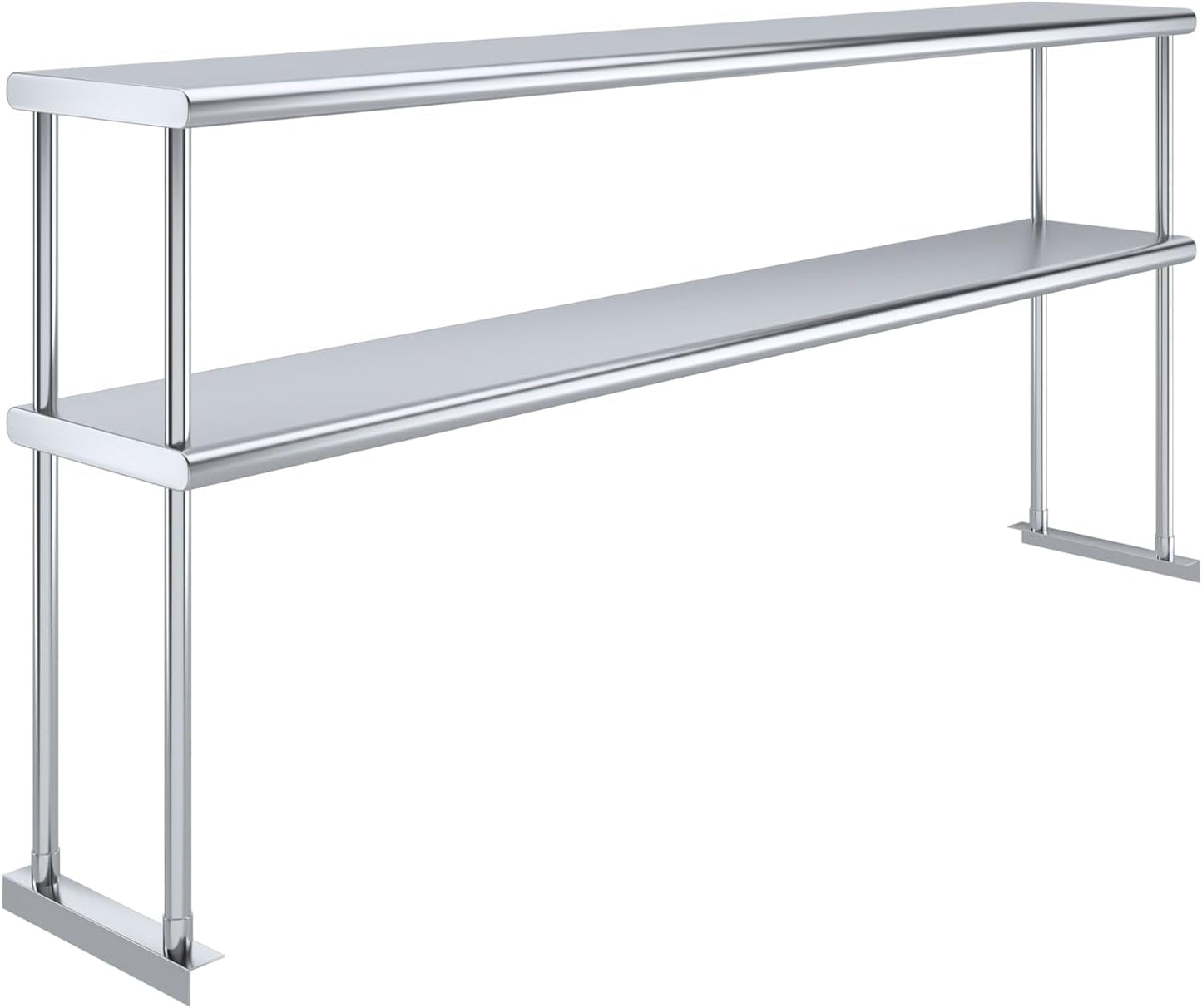 NSF Certified 18 Gauge Heavy Duty Stainless Steel Double overshelf with Brackets for Kitchens, Utility Rooms, Storage, Offices & Home