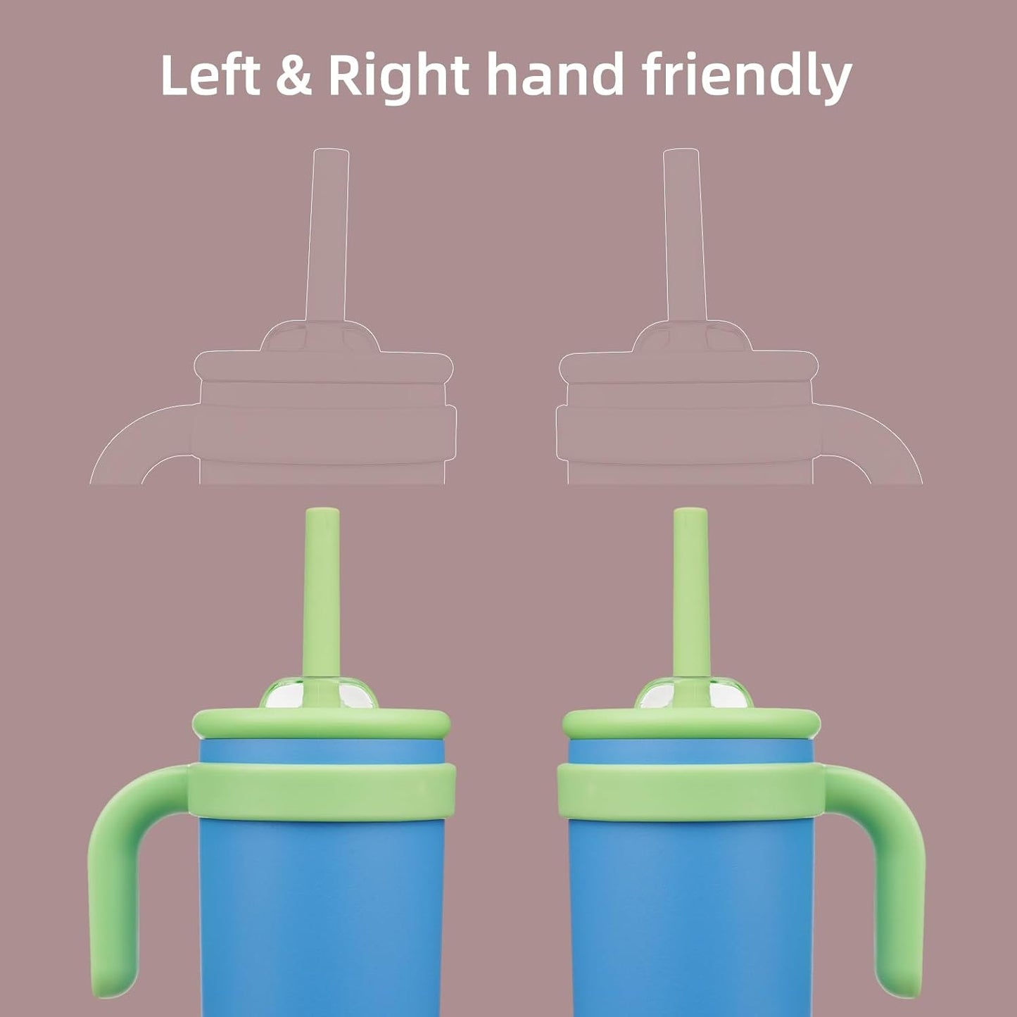 14 oz Tumbler with Side Handle, Insulated Water Bottle with Straw and 2 in 1 Lid, Stainless Steel Cup Travel Coffee Mug for Sports Office Gym,Sky Blue