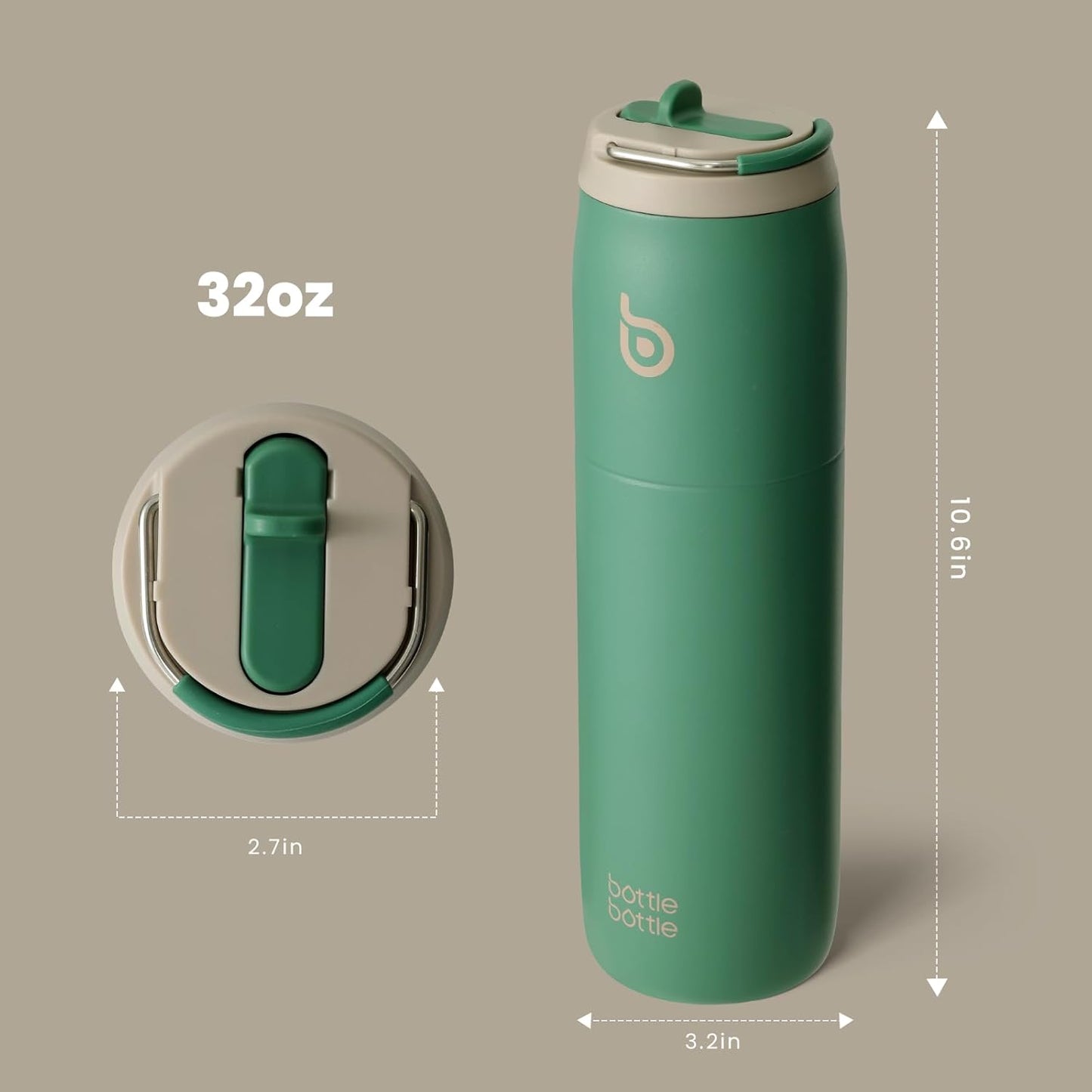 BOTTLE BOTTLE Stainless Steel Water Bottle with Straw Lid and Handle 32 oz Vacuum Insulated Cup for Sports Travel Gym Hiking, Leak-Proof Wide Mouth Water Bottles for Men,forests