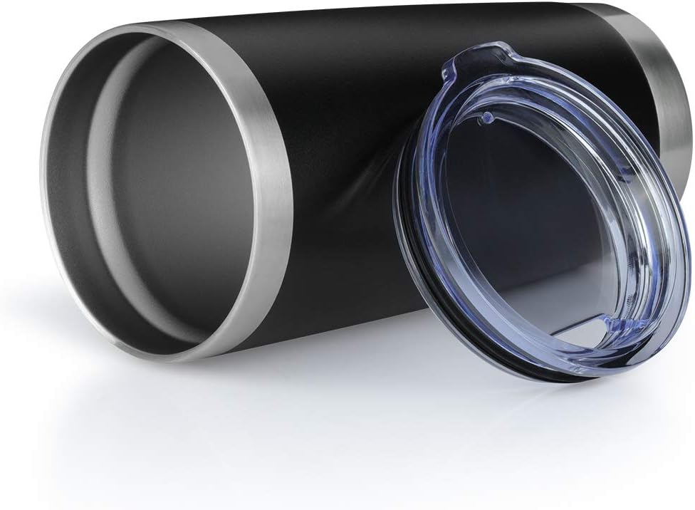 20oz Tumbler Bulk Stainless Steel Vacuum Insulated Tumblers with Lid Double Wall Travel Mug Durable Powder Coated Coffee Cup, Suitable for Ice Drinks and Hot Beverage (Black 1pack)